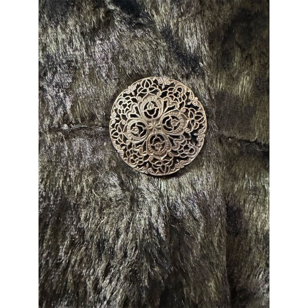 Beth Bowley Vintage Women's Black Velvet Overcoat Faux Fur Collar Women’s Size 4 - Picture 6 of 11